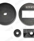 Hydraulic Knockout Punch And Die Set For 1/8 DIN (45x92mm) With 16mm Draw Stud And UNF 3/4-16 Threads, die components close-up
