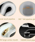 Modern Dual Flush Toilet Featuring Silent Vortex Flushing System And Soft Close Seat In Sleek Gold Bathroom Design showcasing 360° pipeline features.