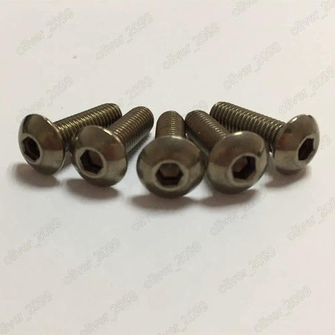 GR2 Titanium Button Head Screws M6 1.0 X 50mm Hex Socket ISO7380 in a group, showcasing marine grade corrosion resistance.