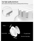 Close-up of 15 Pack Adjustable LED Recessed Downlights 39 To 59 Inch Dimmable Ceiling Can Lights showing aluminum construction details.