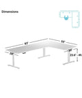 Dimensions of Hella Roomy Electric Height Adjustable Standing Desk L Shaped Corner Computer Workstation 83x55 Inches.