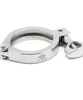 QiiMii 2-inch stainless steel sanitary clamp with single pin, front view, Tri-Clamp, SS304