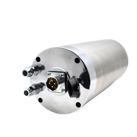 Heavy Duty 3.2Kw Water Cooled Spindle Motor Loaded With Er20 Collets Dropping Hard 24000 Rpm Torque Built For Cnc Router Machines, showing metal housing and connections.