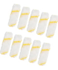 Top Tier 10 Piece Paint Roller Cover Refills For Smooth Wall And Ceiling Painting Ultra Thick Sleeves That Grab Paint Like Crazy Totally Legit For Any Big DIY House Renovation Job - 10 white and yellow roller sleeves.
