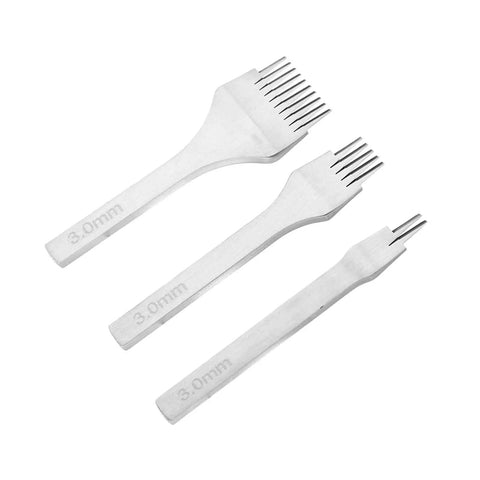 3 2 5 10 Prong Leather Punch Tool Set Pro Grade With White Steel Chisel Kit And Smooth Polished Handles for leather crafting