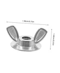 Stainless steel wing nut from 20 Pcs Stainless Steel Quick Release Shutter Fasteners with measurements shown.