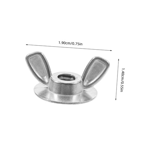 Stainless steel wing nut from 20 Pcs Stainless Steel Quick Release Shutter Fasteners with measurements shown.