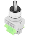 Hella Durable 3 Position Maintained Selector Switch For Industrial Builds Rock Solid Self Locking 2NO Plus 1NC Wiring Medium Low Voltage Electrical Rig Setup, showing self-locking dial and wiring terminals.