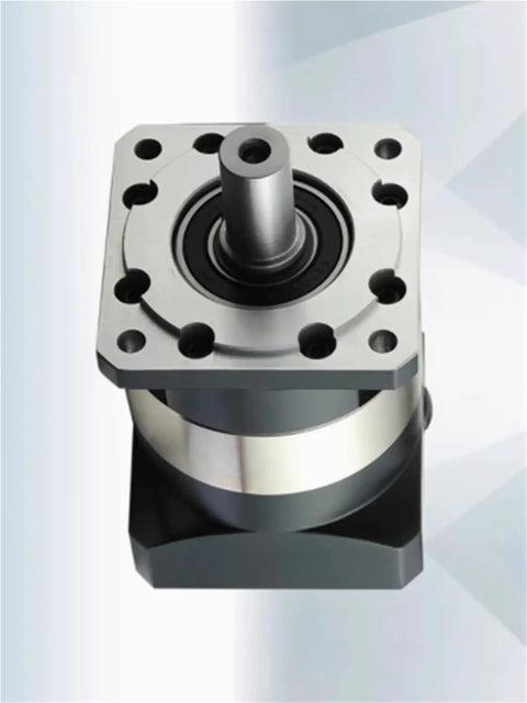 PLF060 High Precision Planetary Gearbox Reducer Delivering Smooth Power Transfer For 60Mm Ac Servo Motors With Ratios From 3 To 50 And Solid 14Mm Input Shaft Built Heavy Duty top view of gearbox with shaft and mounting holes
