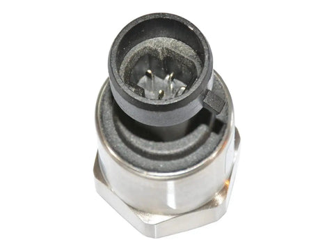 Top view of 150 PSI Pressure Sensor For Fuel, Oil, And Coolant, Stainless Steel Body, Heavy Duty 1/8 NPT Thread, EFI Compatible And Data Logging Ready, PN 7990150