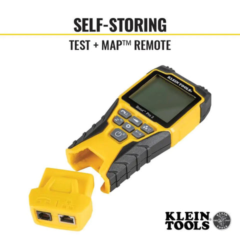 Versatile On The Go Cable Tester Kit With Scout Pro 3 showing close-up of yellow tester and remote unit