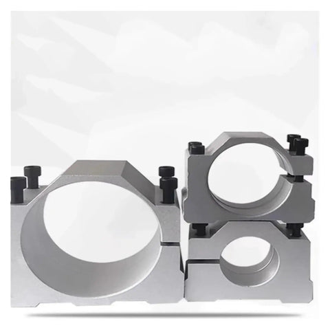 Engraving Machine Spindle Clamp 38-70mm Aluminum Motor Bracket With Screw CNC Router Mounting Holder Rock Solid Heavy Duty Spindle Clamp For 70mm C Type Mount Durable Aluminum Alloy Easy Install, showing multiple clamp sizes.