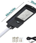 JUDYSSY 360W Solar Street Lights Outdoor with a 24in height, 9.8in width, motion sensor, and remote for security in yards.