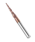 Beefy Tapered Ball Nose End Mill For CNC Router Bits 2 Flute Tungsten Carbide With Antique Brass Plated Coating 0.5 Mm Radius 20.5 Mm Cutting Length D4x50 For Detailed Precision close-up