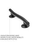 18 Inch Designer Wave Shower Grab Bar In Matte Black with unique ergonomic design for support and safety in modern bathrooms