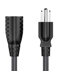 Two Foot Extension Power Cord NEMA 5 15P To NEMA 5 15R Three Prong 16 AWG Heavy Duty Black AC Cable close-up view showing plugs