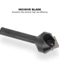 Top Shelf V Shape Router Bit Featuring A Knockout 90 Degree Carbide Blade For Crisp Woodworking Engraving And Quick 45 Degree Chamfer Cuts On CNC Machines, showing a precision cutting blade.