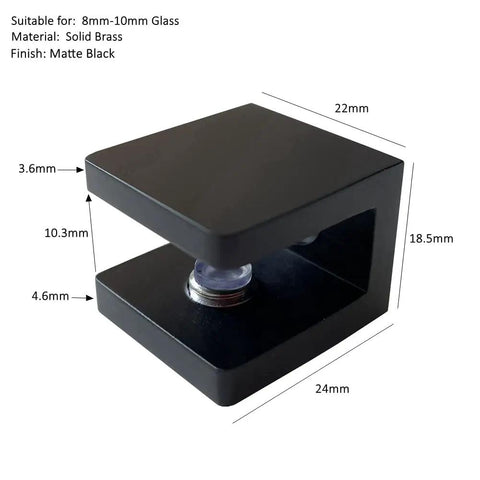 Brass Glass Clamp No Drill On Glass Holder And Shelf Bracket Clip Support For 8mm To 10mm Glass Matte Black Four Pack