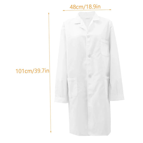 Men's White Lab Coat With Long Sleeves Doctor Uniform For Medical Students And Professionals Breathable Comfortable Clinical Coat For Labs