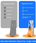 Premium Top Shelf Heavy Duty Vertical Track Roller Wheels With Tough Rubber Casters And Zero Sag Design For Smooth As Silk Sliding Door Glide On Scratch Proof Floors displayed with comparison of standard and upgraded versions.