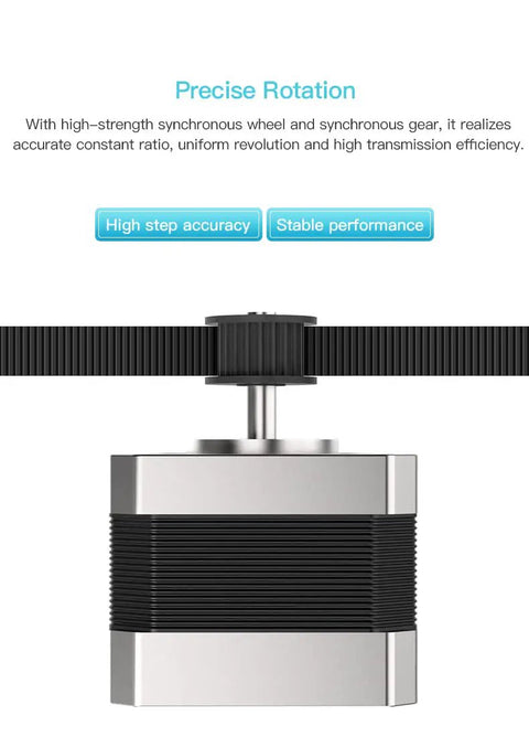 Beefy Torque Stepper Motor With Gear for 3D Printers showing precise rotation, high transmission efficiency, and stable performance