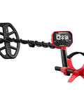 Minelab Vanquish 440 metal detector with red control unit and black 10x7 double-D coil