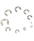 Assorted Shaft Retaining Ring E Clip Circlip Washer Kit With 10 Sizes From 1.5mm To 10mm In Black Or Stainless Steel 120 Piece Or 200 Piece Set For Do It Yourself Projects Auto Repair And Gearhead Ready For Any Project, Stainless Steel, Arrangement View