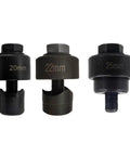Three Piece Metal Sheet Knockout Box Hole Cutter Conduit Punch Die Set for clean precise holes in 20mm, 22mm, 25mm sizes.