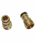 Copper Hose Tap Connector And Mixer Adaptor Water Pipe Joiner Fitting, 2 pack, top view on white background.