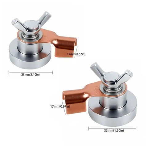 Heavy Duty Magnetic Welding Ground Clamp With Copper Tip For Secure Flat Or Curved Metal Workpiece Fix Fast And Stable Electrical Connection, two sizes shown.