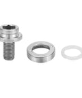 Titanium Crank Arm Bolt M8x15mm for Mountain and Road Bikes CNC Precision Bottom Bracket Axle Screws Kit With Dust Cap Nylon Washer All Weather Anticorrosion Durable Secure Hex Socket Ti visible bolt, dust cap, and washer