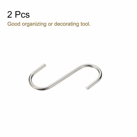 Extra Long S Shape Hanging Hooks Set Dope Matte Silver Finish Heavy Duty 120mm 4.72 Inch Carbon Steel Hangers For Indoor And Outdoor Use