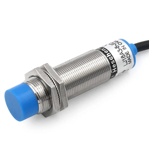 Inductive Proximity Sensor Switch M18 Non Shield Type With 8mm Sensing Range, 10 To 30V DC, 200mA, NPN Normally Closed Three Wire, Blue Housing, 18mm Mounting Hole, LJ18A3 8 Z AX Compatible Workhorse For Industrial Automation, blue-capped M18 sensor