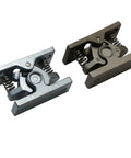 Heavy Duty Zinc Alloy Door Bumper Catch With Spring Loaded Design For Easy One Hand Operation And Double Roller Safety Latch System To Keep Doors Secure And Prevent Slamming - shown in two colors