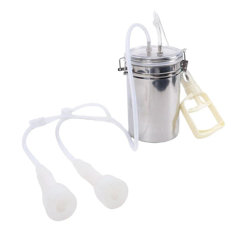 Manual Milking Machine With Two Thousand Milliliters Stainless Steel Bottle Portable Milking Kit for Dairy Farm and Milk Plant