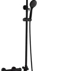 UMJIGF Bathroom Shower System Thermostatic Shower Mixer Set with Adjustable Shower Rail in sleek black finish and rain overhead shower.