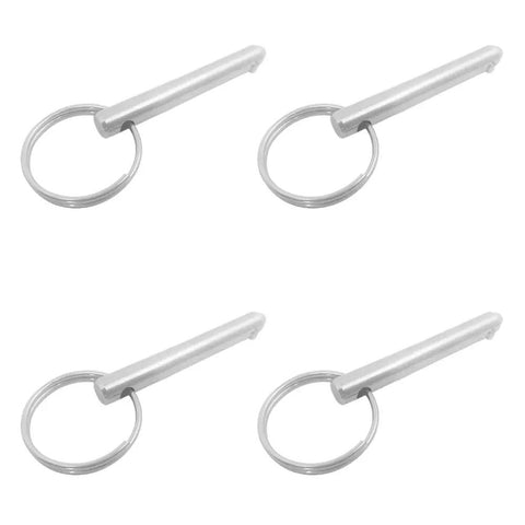 Four Pack Marine Quick Release Pins For Bimini Tops One Quarter Inch Diameter Two Inch Length Three One Six Stainless Steel Deck Hinge Brackets With Safety Leashes And Install Bolts Solid Gear For Coastal Vibes