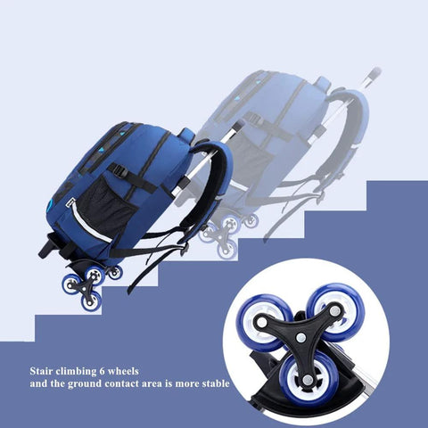 Durable Waterproof Rolling Backpack For Boys Ideal For Elementary And Middle School Students With Wheel Trolley And Removable Compartments