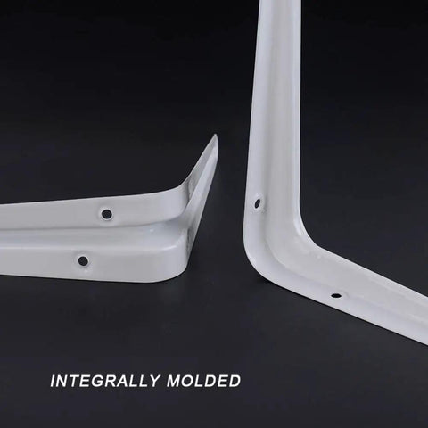 Heavy Duty L Shaped Shelf Brackets Set Of Four Built Like A Tank Rock Solid Metal Corner Supports For Wall Mounted Shelving, white brackets.