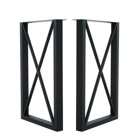 Industrial Triangle Table Legs 28 Inch Set Of 2 Cast Iron Welded Black Desks Nightstands Coffee Tables Diy Ready With Four Adjustable Pads Heavy Duty Wrought Iron Legs For Modern Farmhouse And Industrial Furniture shown upright