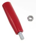 Red M10 Threaded Revolving Hand Wheel Handle With Nut for Lathes Furniture Repair and Fixtures M10x100, durable Bakelite construction.