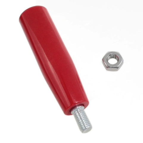 Red M10 Threaded Revolving Hand Wheel Handle With Nut for Lathes Furniture Repair and Fixtures M10x100, durable Bakelite construction.