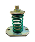 Badass Heavy Duty Spring Mount Vibration Isolators With Grippy Six Millimeter Rubber Pads and Sharp One Inch Deflection Handling One Hundred Thirty Two Pounds Per Mount Green Equipment Dampeners Pack Of Four - close-up of green spring mount.