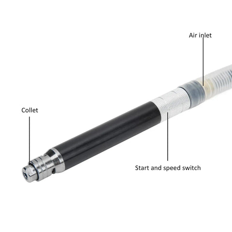 No Sweat Precision Work Relies On This Beefy Pneumatic Pencil Die Grinder Kit features air inlet, collet, and quick speed switch.