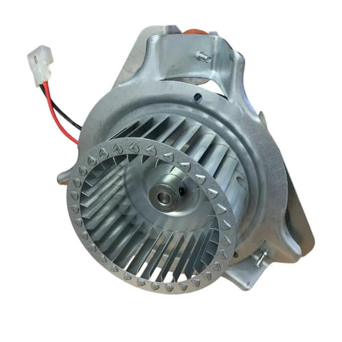 326628-761 Draft Inducer Fan Furnace Blower Motor Assembly front view with metal blades and bracket for Carrier furnace.