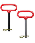 Heavy Duty Three Eighths Inch Trailer Tow Clevis Pin With Red Handle And Clip Five Inch Long Hardened Steel With Black Powder Coat Rust Resistant Pin For Towing ATVs UTVs And Lawn Tractors Easy Grip Rubber Coated Handle