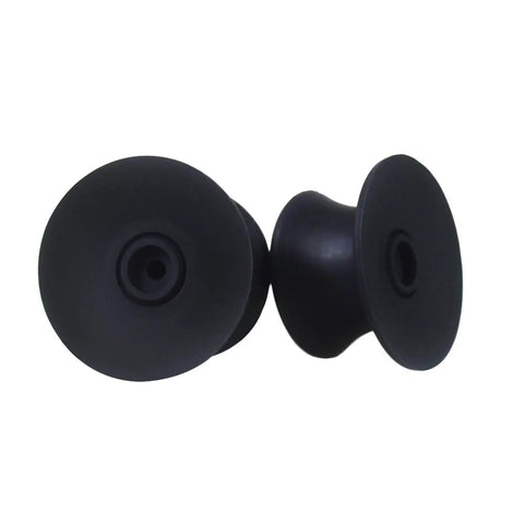 Rack Ready One Pair 1/4 Inch NAB Hub Adapters for Reel to Reel Tape Recorders, black rubber, sturdy design.