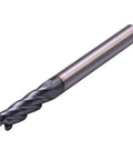 Side view of 3/16 in solid carbide square end mill, AlTiN coated, 4-flute, 30° helix