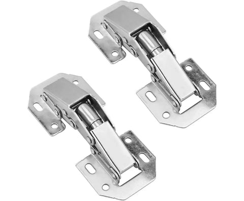 Nickel-Plated Steel Screw-On Hinge With Spring 90 Degree No-Drill Corner Stop And Inner Stop For Kitchen Cabinets Wardrobe Furniture Doors