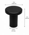 Top Shelf Four Pack Slick Black Round Wall Hooks For Hanging Towels Coats And Hats Modern Minimalist Entryway Decor showing single black hook measuring 2 inches round.
